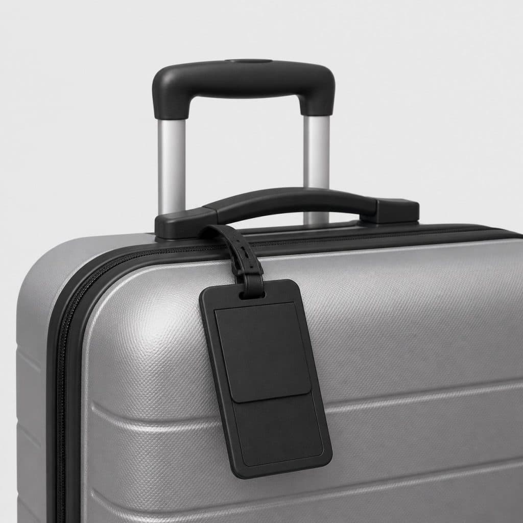 Etiquette de bagage avec cache adresse — vue produit