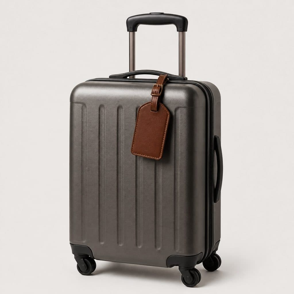 Etiquette de bagage cuir souple classique — vue produit