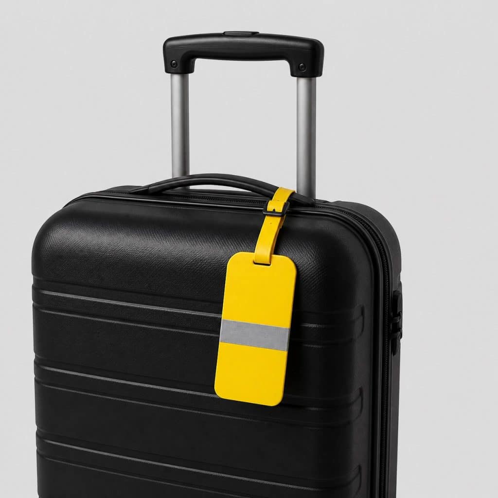 Etiquette de bagage reflechissante haute visibilite — vue produit