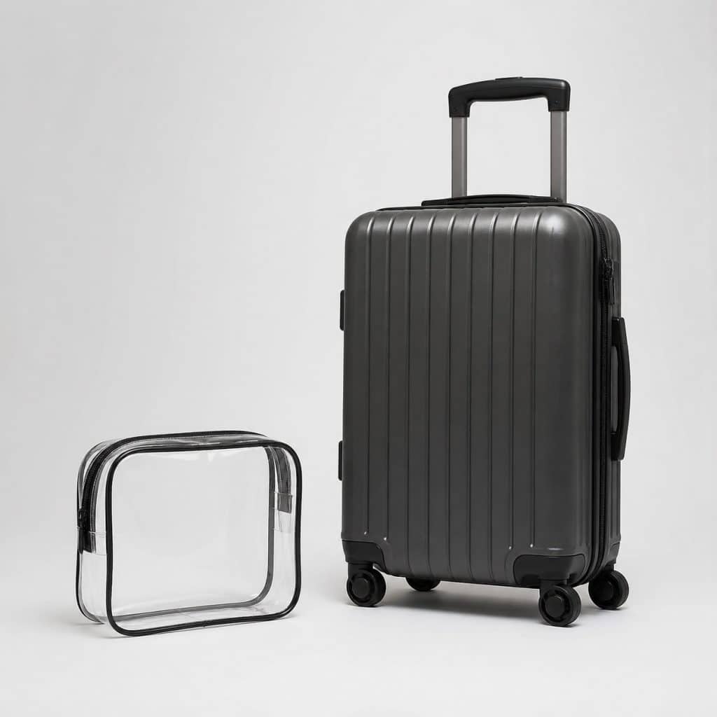 Trousse de toilette transparente format cabine — vue produit